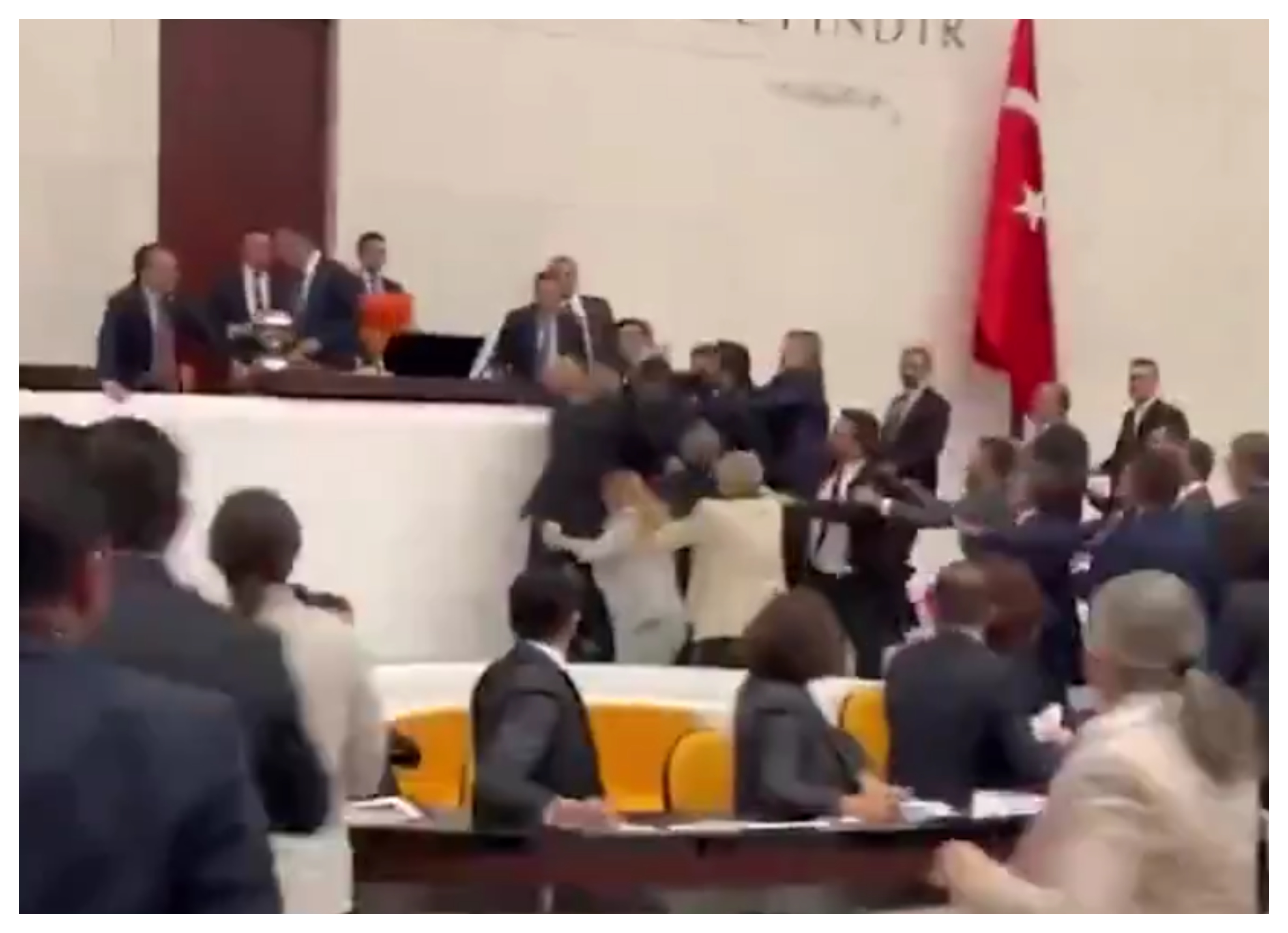 Brawl In Turkish Parliament Over Ousted MP