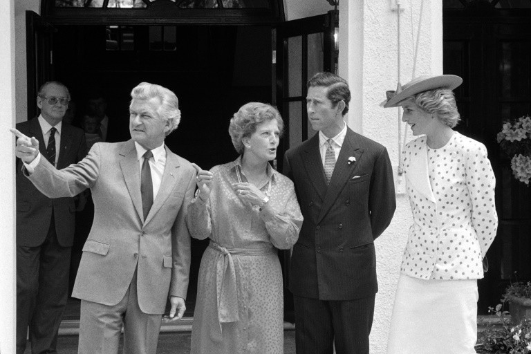 In 1983 when Charles (2nd R) visited Australia with his former wife Diana (R) and baby son Prince William, huge crowds gathered to capture a glimpse of the 22-year-old princess