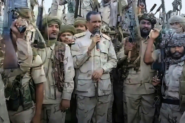 Sudanese paramilitary commander Mohamed Hamdan Daglo, seen here in 2023, vowed on Friday to push the regular army out of the capital Khartoum following its recent gains.