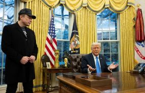 Tesla and SpaceX founder Elon Musk listens as US President Donald Trump speaks to reporters in the Oval Office of the White House