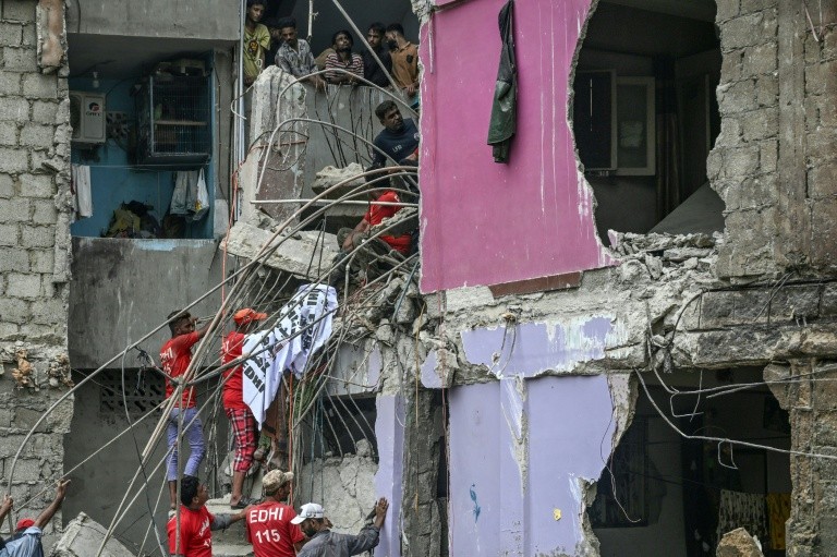 Rescue teams worked through the day and night to clear the rubble and find survivors