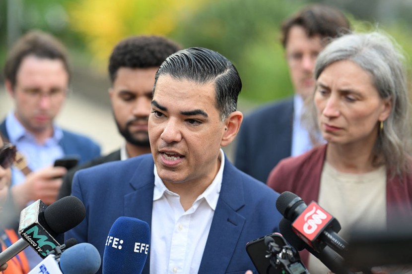 Democratic US Congressman Robert Garcia speaks during a press conference