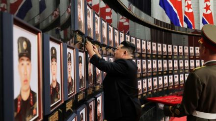 North Korean leader Kim Jong Un visits a memorial wall in Pyongyang in August for Korean People's Army's Overseas Operational Forces who took part in military operations for Russia