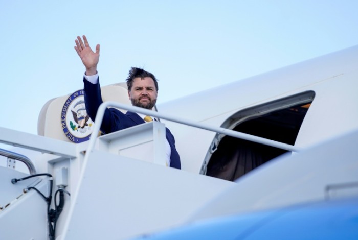 US Vice President JD Vance boards Air Force Two en route to Israel at Joint Base Andrews on October 20, 2025