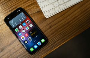 iPhone on Top of a Wooden Table