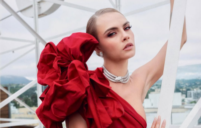 Cara Delevingne in Red Dress for Oscars