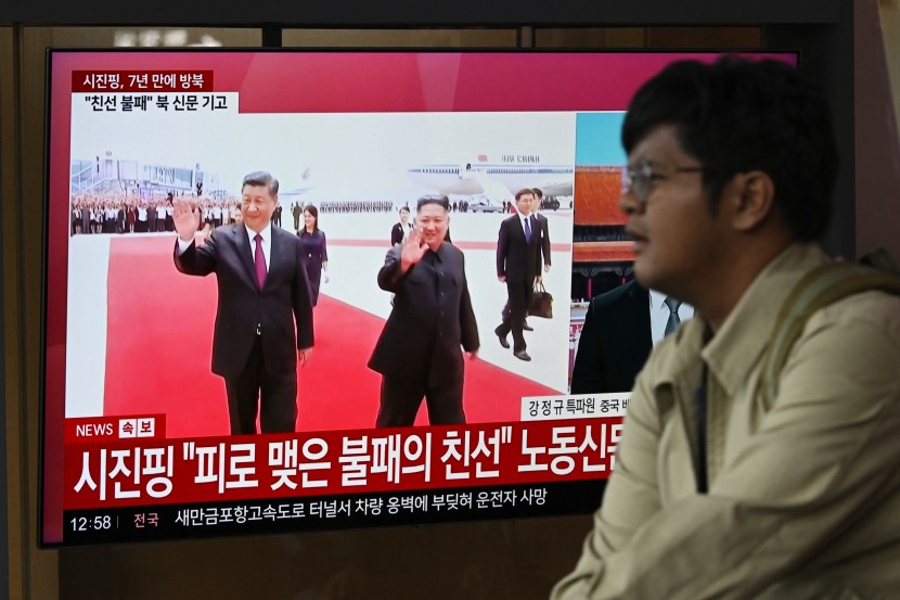 Seoul Screen Shows Xi's North Korea Visit News