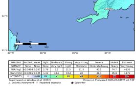 USGS ShakeMap of the magnitude 6.1 Cuba earthquake