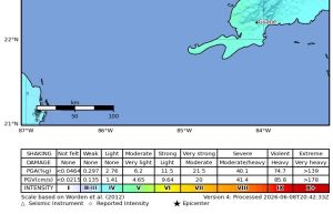 USGS ShakeMap of the magnitude 6.1 Cuba earthquake