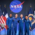 Artemis III crew in spacesuits, official NASA portrait