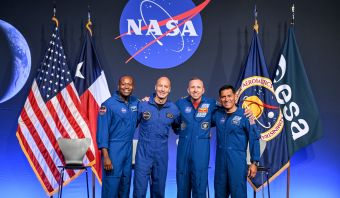 Artemis III crew in spacesuits, official NASA portrait