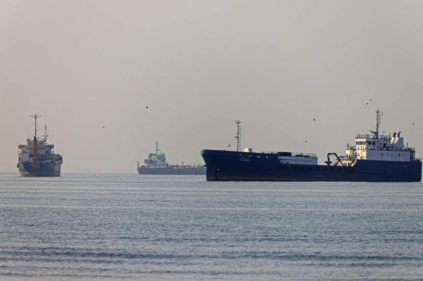 Vessels sail along the Strait of Hormuz